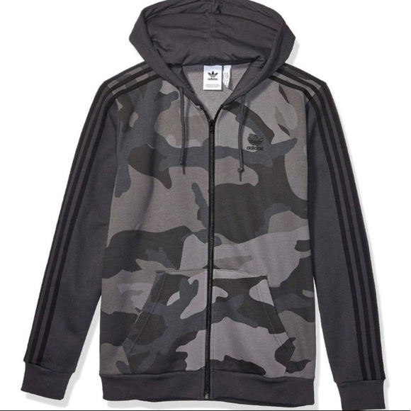 adidas Other - 𝅺ADIDAS grey and black camp print zip up hoodie size small